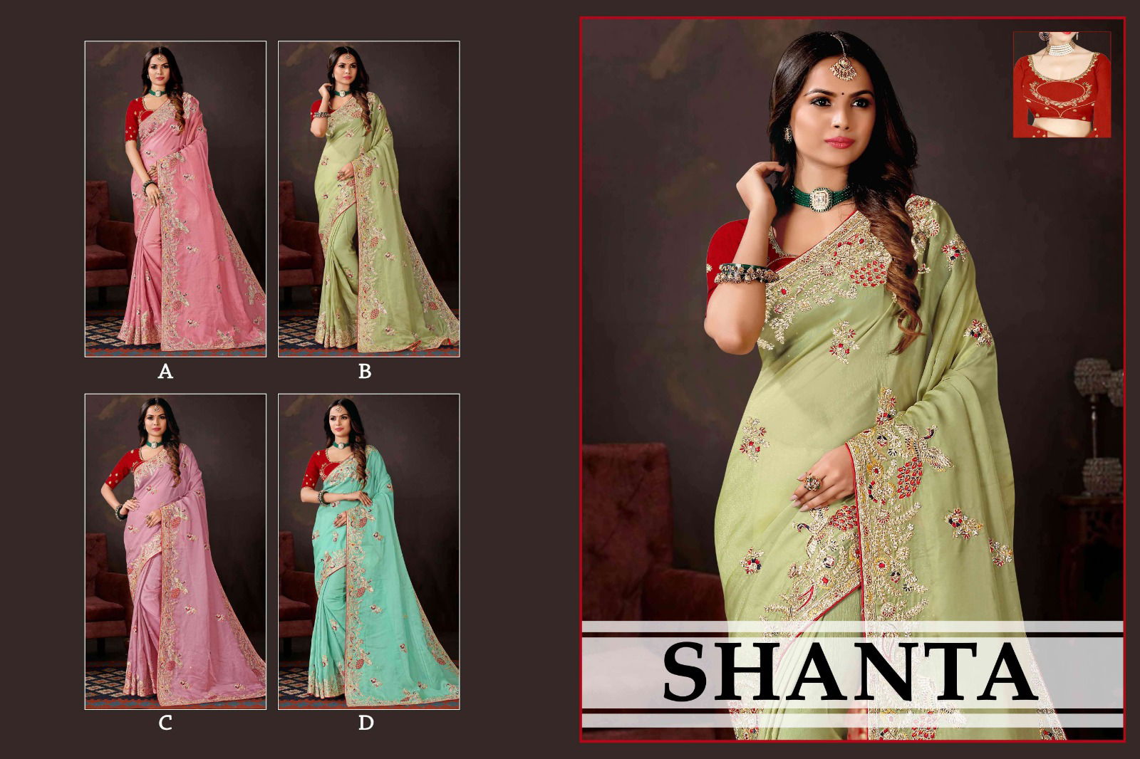 Shanta A to D By Ronisha Party Wear Sarees Catalog